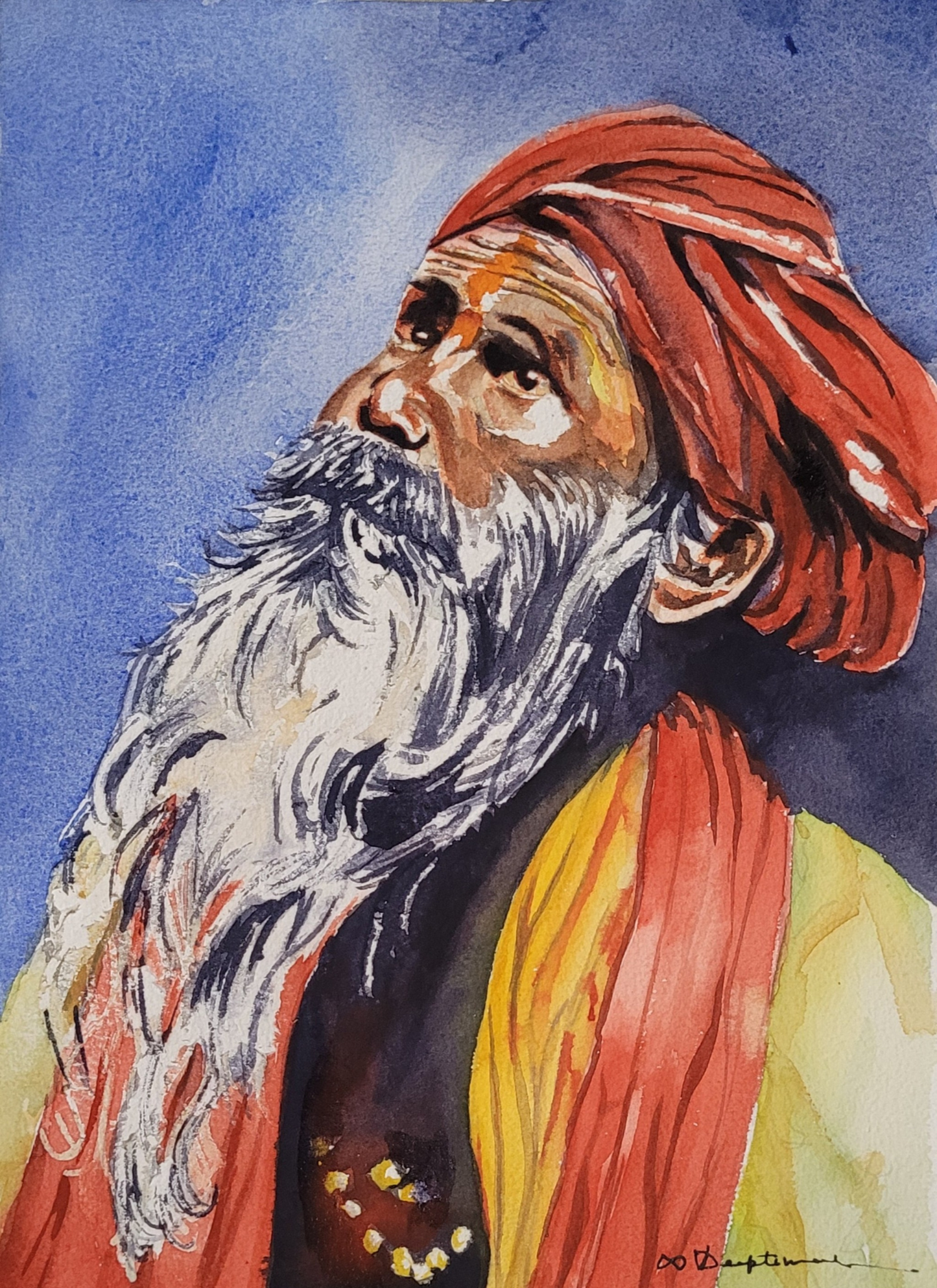 Seeking Divine - Indian Sadhu Painting Wall Art