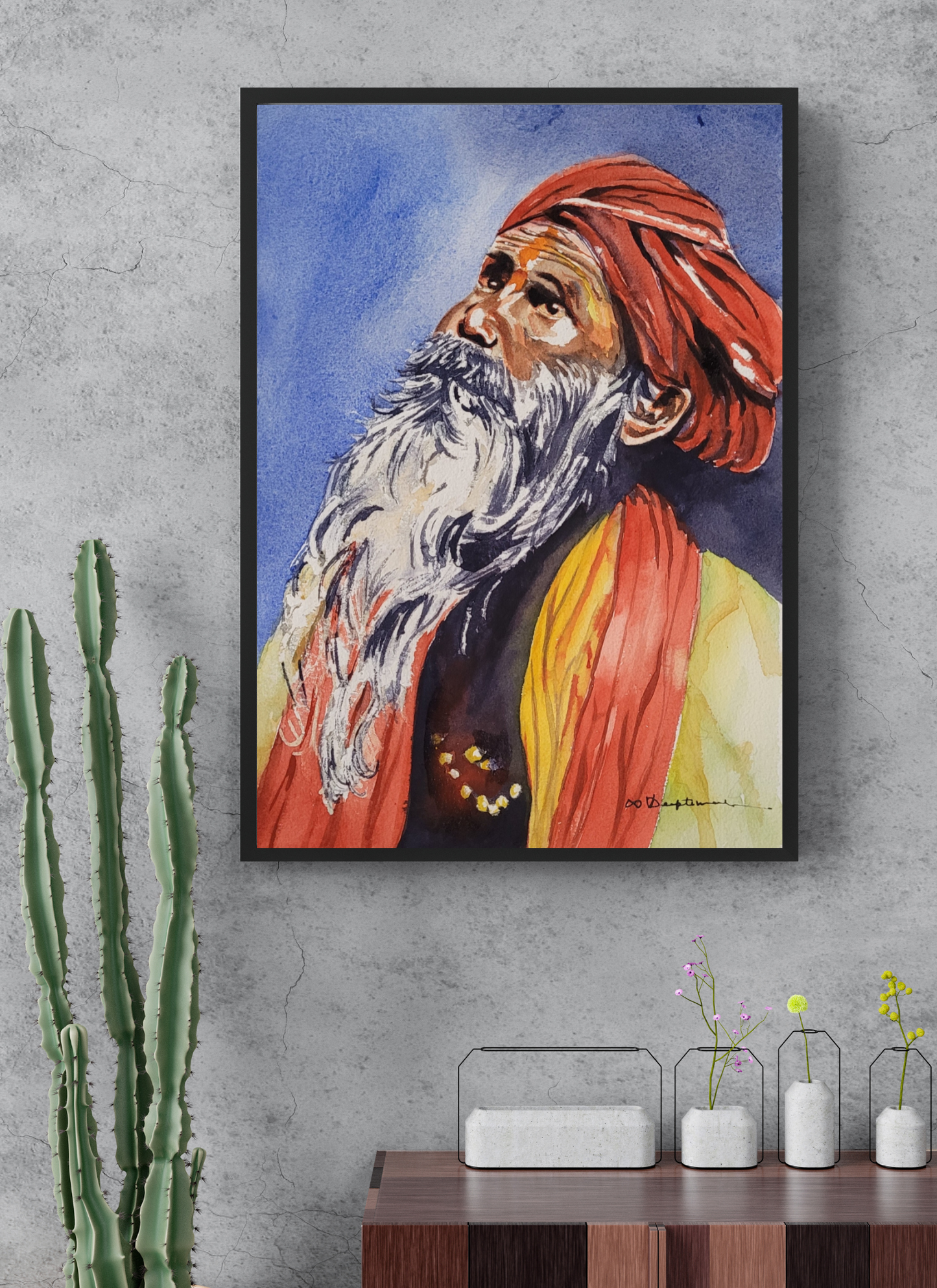 Seeking Divine - Indian Sadhu Painting Wall Art